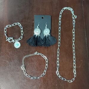 Silver and Black Jewelry Set